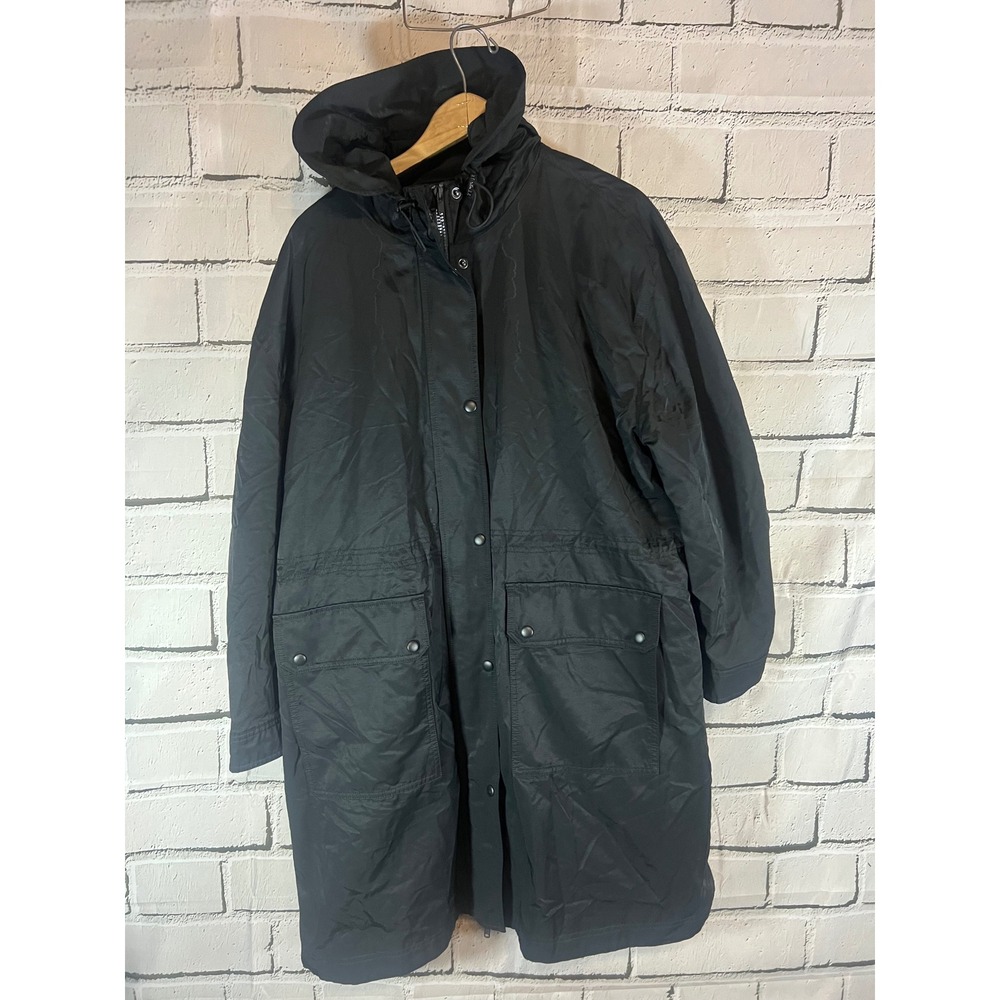 Gap Mens XXL Black Hooded Parka Jacket Longline Utility Coat Cotton Nylon Blend